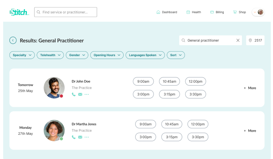 Stitch Search Example